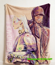 Fendi x Versace Fendace Collaboration Fashion Illustration Flannel Throw Blanket IMG_9578